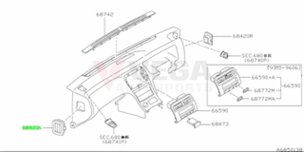 Genuine Nissan Side Grill Dash Vent LHS to suit Nissan Silvia S14 - Vega Autosports