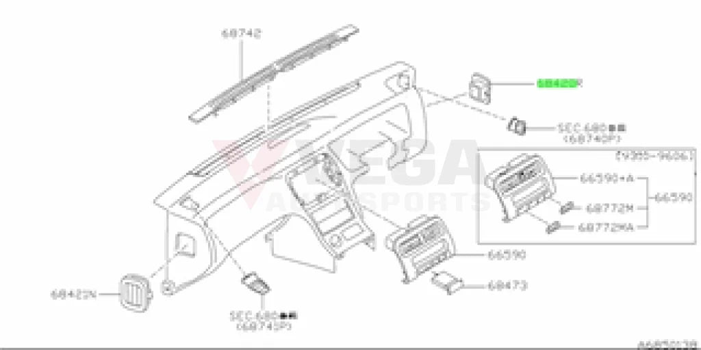Genuine Nissan Side Grill Defroster Vent RHS to suit Nissan Silvia S14 - Vega Autosports