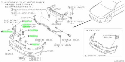Front Bumper Fitting Clip Set (15-Piece) To Suit Nissan Silvia S15 Exterior