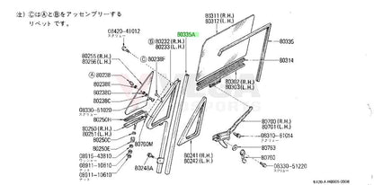 Glass Run Channel B Set (2-piece) to suit Datsun 1200 Sunny Truck B120 10.1989 ~ Onwards 80336-G1901 Body Mouldings