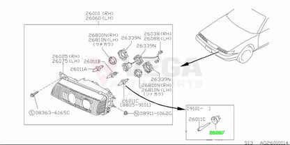 Headlight Connector Assembly To Suit R32 Gtr Gtst Gts-4 08.1991 ~ Onwards 26067-52F00 Electrical