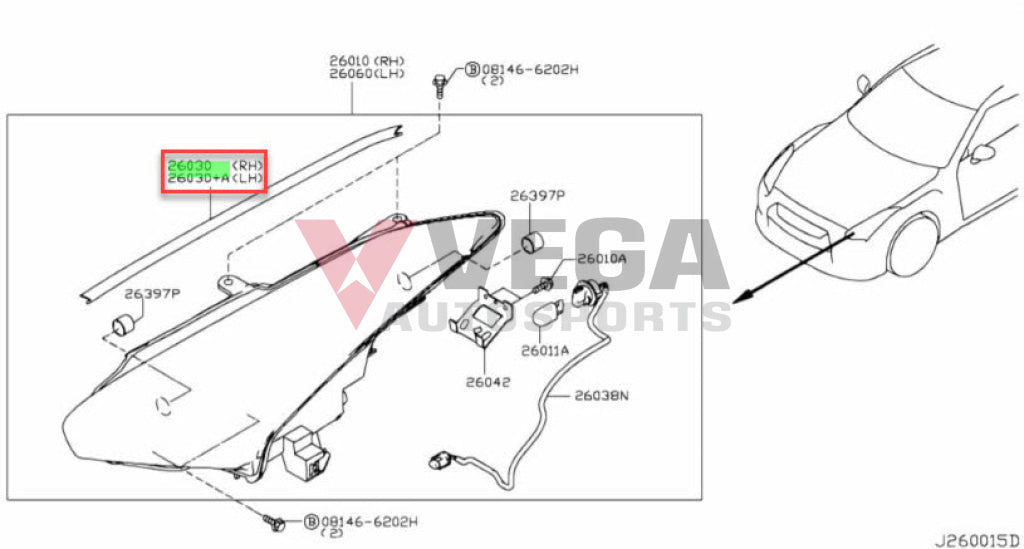 Headlight Rubber Seal Rhs & Lhs To Suit Nissan R35 Gtr 26320-Jf00A / 26325-Jf00A Exterior