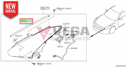 Headlight Rubber Seal Rhs & Lhs To Suit Nissan R35 Gtr 26320-Jf00A / 26325-Jf00A Exterior