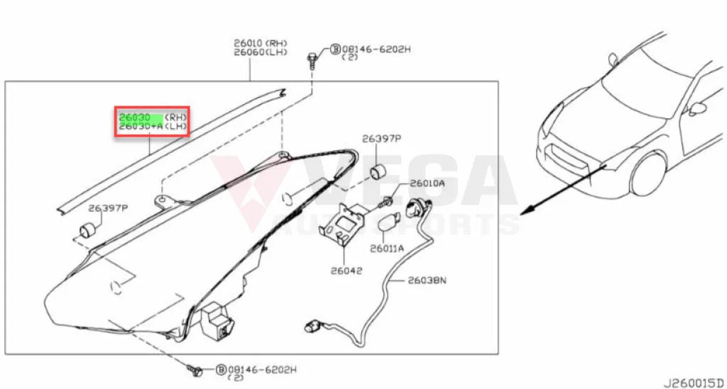 Headlight Rubber Seal Rhs & Lhs To Suit Nissan R35 Gtr 26320-Jf00A / 26325-Jf00A Exterior