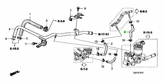 Heater Hose (A) to suit Honda Civic FD2 FN2 19514-RRA-A00 - Vega Autosports