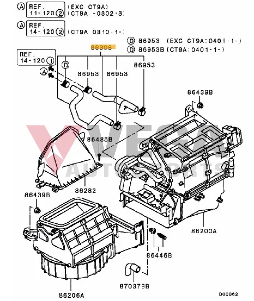 Heater Hose Kit To Suit Mitsubishi Lancer Evolution 7 Mr592667 Cooling