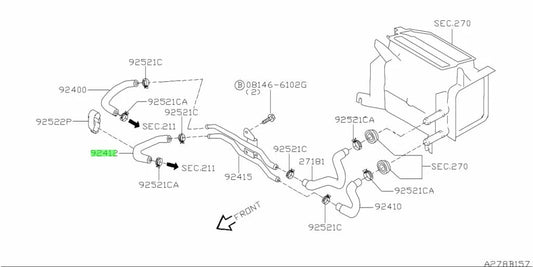Heater Hose Lower Engine Side to suit Nissan Skyline R34 GT-T / GT / GT4 92412-AA500 Cooling