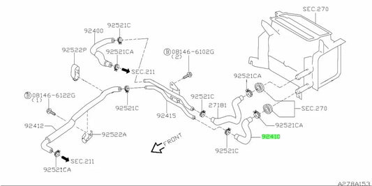 Heater Hose Rear Outlet to suit Nissan Skyline R34 GT-T / GT / GT4 92410-AA000 Cooling