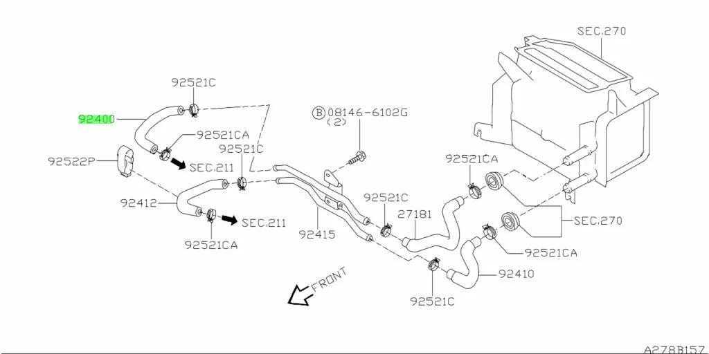 Heater Hose Upper Inlet to suit Nissan Skyline R34 GT-T / GT / GT4 RB25 92400-AA500 Cooling
