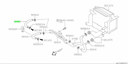 Heater Hose Upper Inlet to suit Nissan Skyline R34 GT-T / GT / GT4 RB25 92400-AA500 Cooling