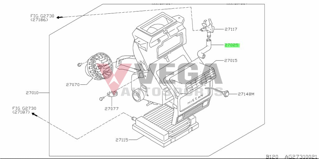 Heater Water Hose Core to Tap to suit Datsun 1200 Sunny 27022-H1000 Interior