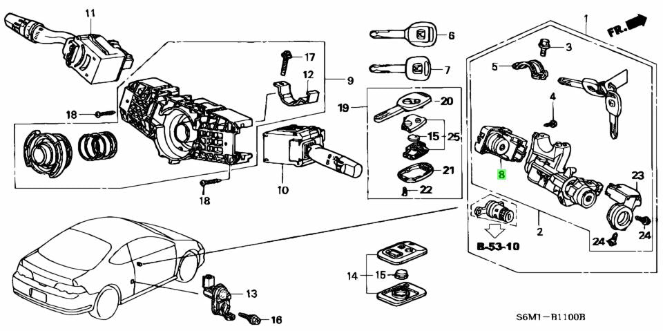 Ignition Switch to suit Honda Civic FD1 / FD2 35130-SAA-J51 - Vega Autosports