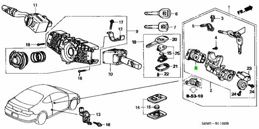 Ignition Switch to suit Honda Civic FD1 / FD2 35130-SAA-J51 - Vega Autosports