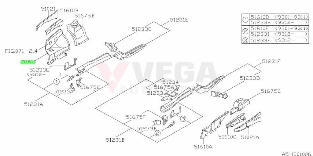 Hood Ledge (Front Lower RHS) to suit Subaru Impreza WRX 92-00 GC8 51610AC044 Body Panels