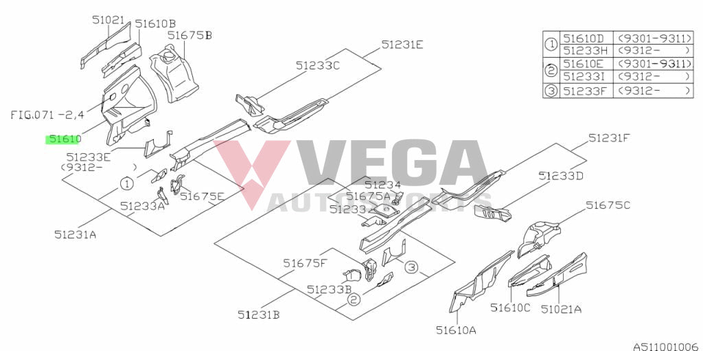 Hood Ledge (Front Lower RHS) to suit Subaru Impreza WRX 92-00 GC8 51610AC044 Body Panels