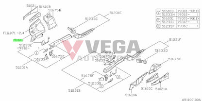 Hood Ledge (Front Lower RHS) to suit Subaru Impreza WRX 92-00 GC8 51610AC044 Body Panels