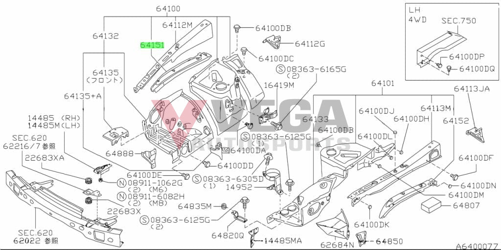 Hood Ridge Reinforcement Rhs To Suit Nissan Skyline R32 Gtr 64182-01U30 Body Panels