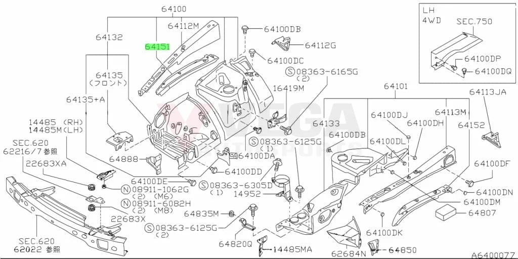 Hood Ridge Reinforcement Rhs To Suit Nissan Skyline R32 Gtr 64182-01U30 Body Panels