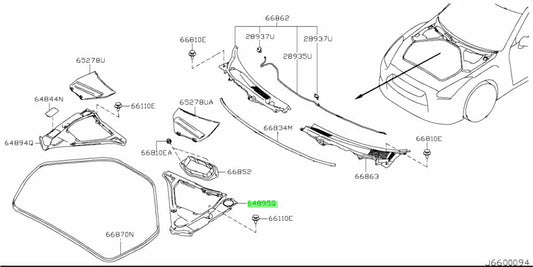 Hood Ridge Upper Panel Lhs To Suit Nissan R35 Gtr 66835-Jf00A Exterior