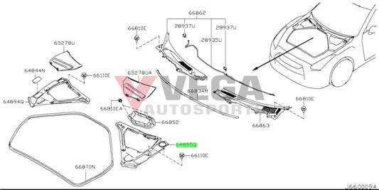 Hood Ridge Upper Panel Lhs To Suit Nissan R35 Gtr 66835-Jf00A Exterior