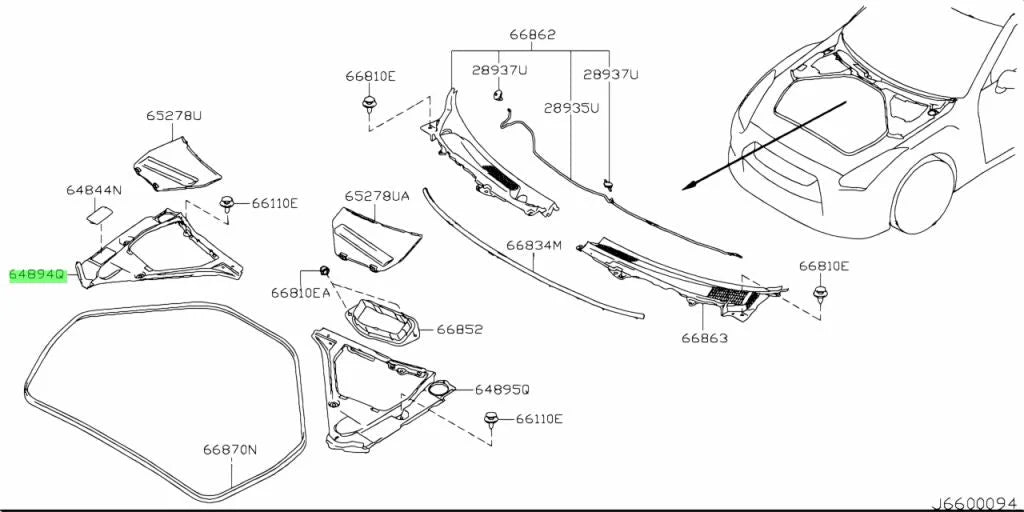 Hood Ridge Upper Panel Rhs To Suit Nissan R35 Gtr 66834-Jf00A Exterior