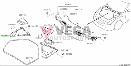 Hood Ridge Upper Panel Rhs To Suit Nissan R35 Gtr 66834-Jf00A Exterior