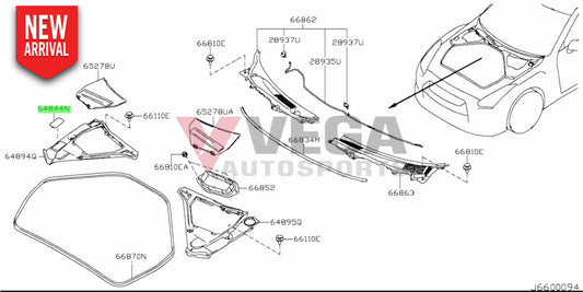 Hood Ridge Upper Panel Rhs Trim Insert To Suit Nissan R35 Gtr 64844-Jf00A Exterior