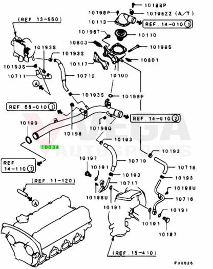 Inlet Water Pipe To Suit Mitsubishi Lancer Evolution 9 Ct9A 1310A259 Cooling