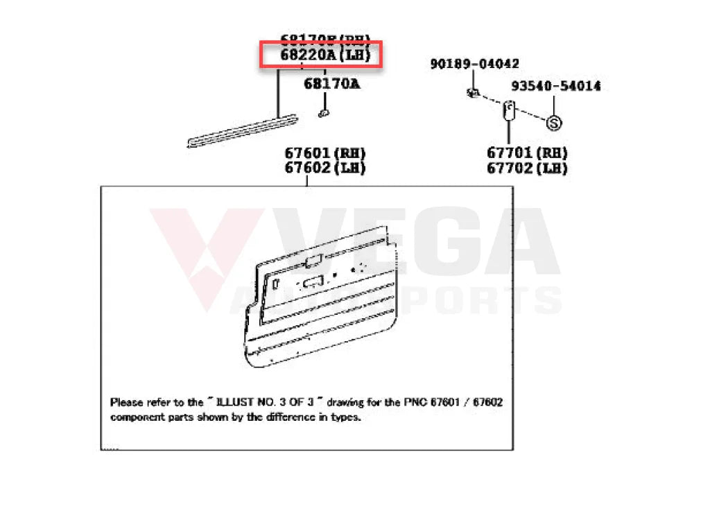 Inner Belt Mould (Left Front Door With 1/4 Vent Window) To Suit For Landcruiser 70 75 78 79