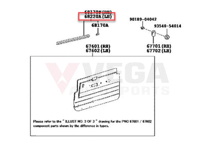 Inner Belt Mould (Left Front Door With 1/4 Vent Window) To Suit For Landcruiser 70 75 78 79