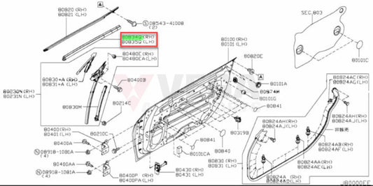 Inner Belt Mould Rhs / Lhs To Suit Nissan 370Z Z34 80834 - 1Ea0A 80835 - 1Ea0A Interior