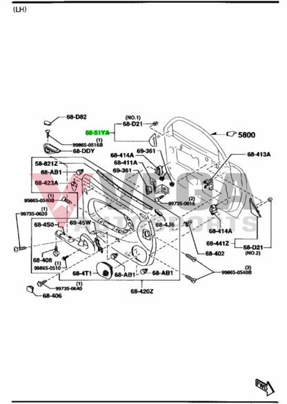 Inner Sail Trim Lhs To Suit Mazda Rx7 Fd3S 1993-2002 Fd01-68-51Ye Interior