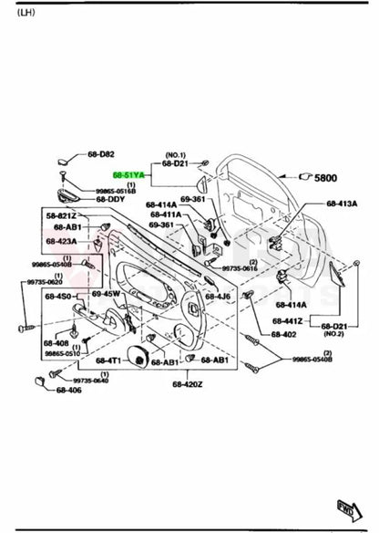 Inner Sail Trim Lhs To Suit Mazda Rx7 Fd3S 1993-2002 Fd01-68-51Ye Interior