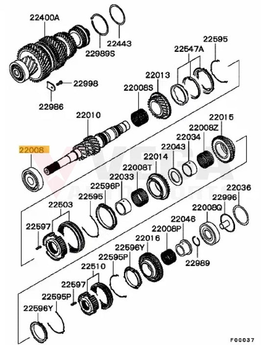 Input Shaft Ball Bearing to suit Mitsubishi Lancer Evolution 7 / 8 / 9 (5-Speed) MD718030 Gearbox and Transmission