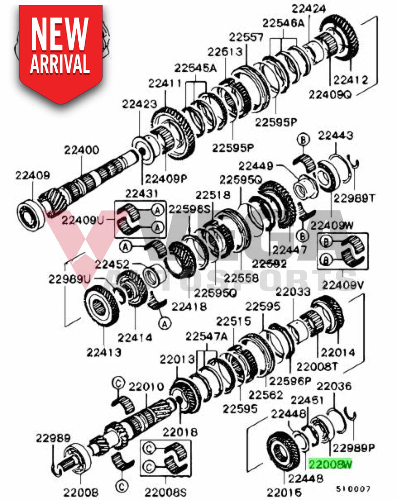 Input Shaft Bearing (2nd) to suit Mitsubishi Lancer Evolution 4-9 (5-Speed) MR980742 Gearbox and Transmission