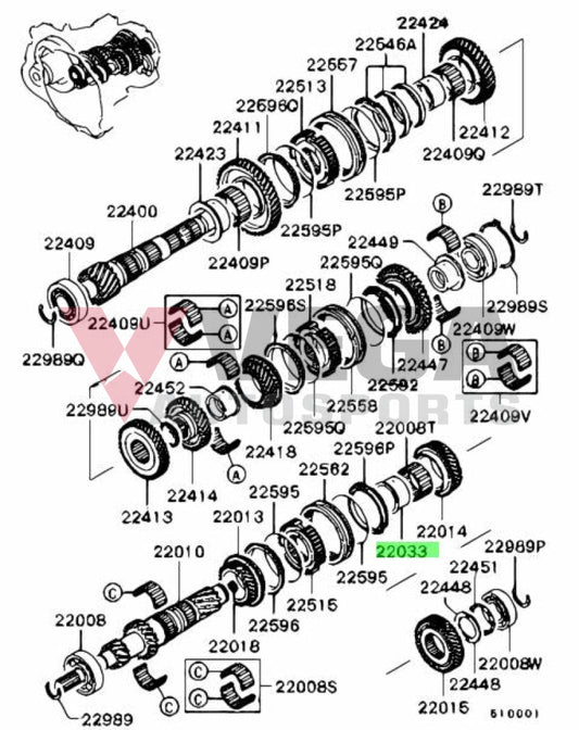Input Shaft Sleeve 4th Gear Bearing to suit Mitsubishi Lancer Evolution 4-9 MD749195 Gearbox and Transmission