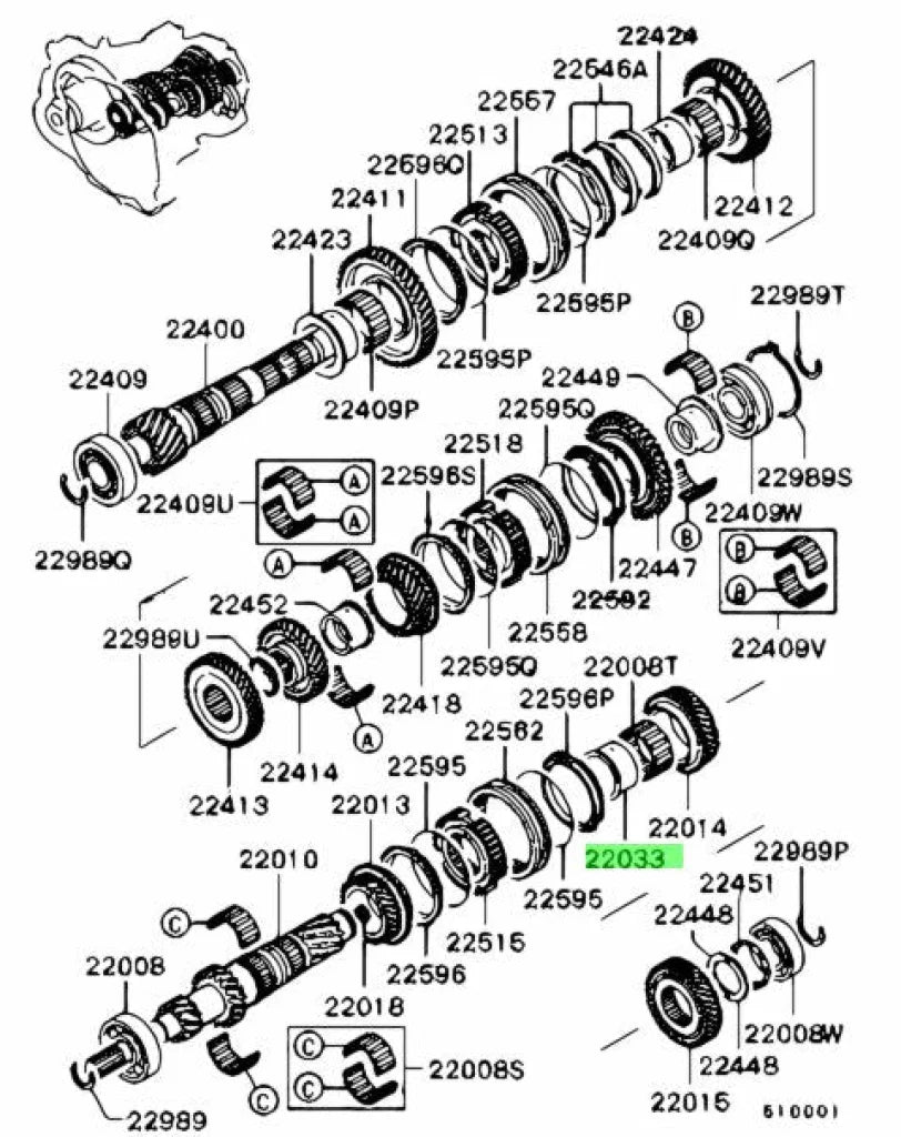 Input Shaft Sleeve 4th Gear Bearing to suit Mitsubishi Lancer Evolution 4-9 MD749195 Gearbox and Transmission