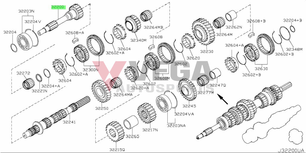 Input Shaft To Suit Nissan 350Z Z33 2007~Onwards 32200 - Cd50C Cd009/Cd00A Gearbox And Transmission