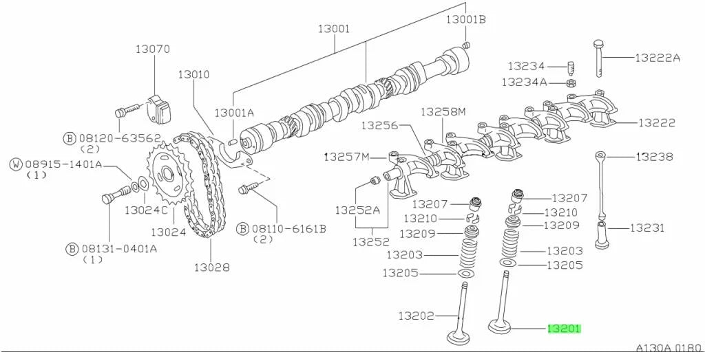 Intake Valve (35Mm / 103.8Mm) To Suit Datsun 1200 Sunny Truck Late A12 A13 Engine - 13201-H2300