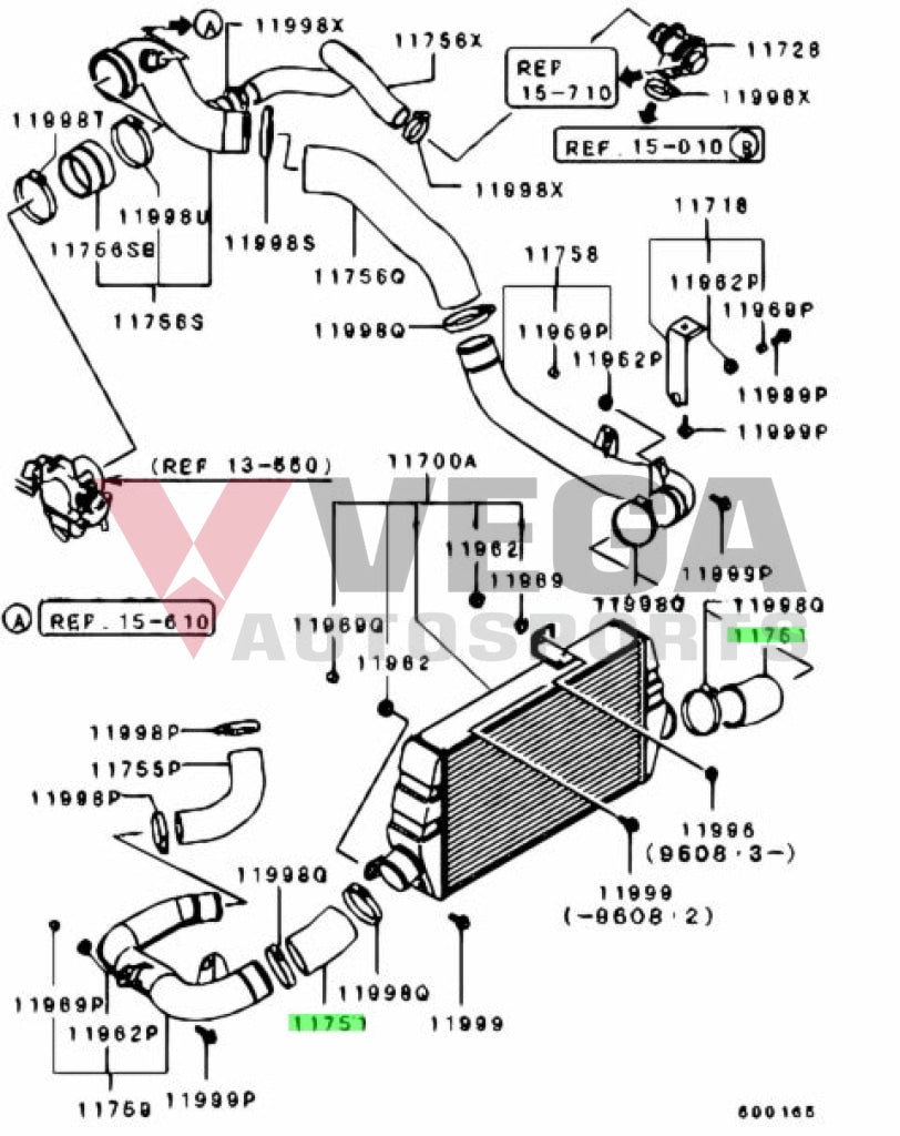 Intercooler Air Hose Set Rhs / Lhs To Suit Mitsubishi Lancer Evolution 4 5 6 6.5 Cp9A Engine