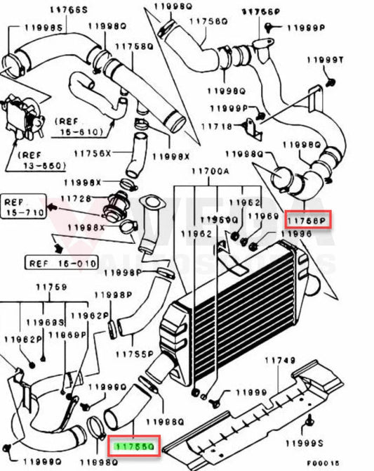 Intercooler Air Intake Hose Set (2-Piece) To Suit Mitsubishi Lancer Evolution 7 / 8 9 Ct9A Mr968013