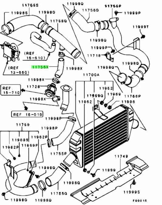 Intercooler Air Outlet Bypass Valve Hose To Suit Mitsubishi Lancer Evolution 7 / 8 Ct9A Mr571608