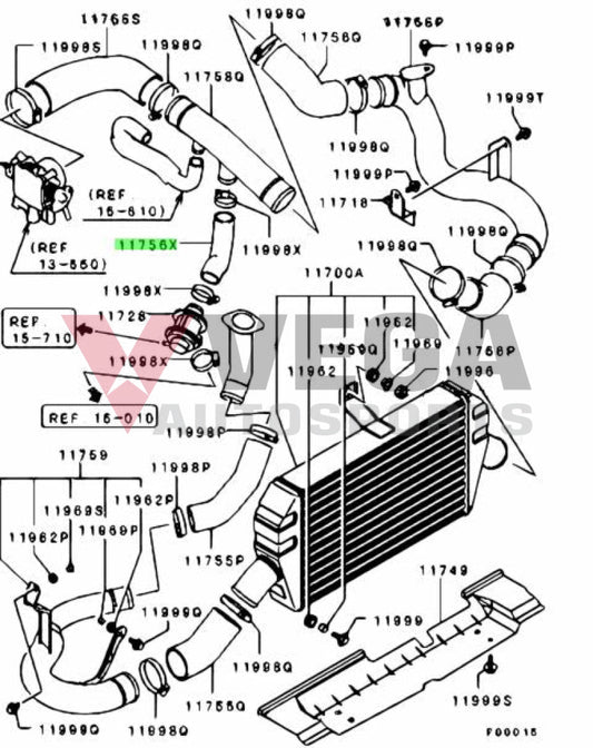 Intercooler Air Outlet Bypass Valve Hose To Suit Mitsubishi Lancer Evolution 7 / 8 Ct9A Mr571608