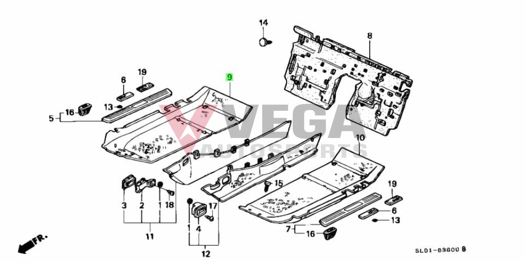 Interior Floor Carpet (Red) Rhs To Suit Honda Nsx Na1 Na2 1993-1997