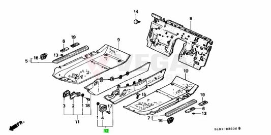 Interior Floor Console Carpet (Red) Rhs To Suit Honda Nsx Na1 Na2 1993-1997