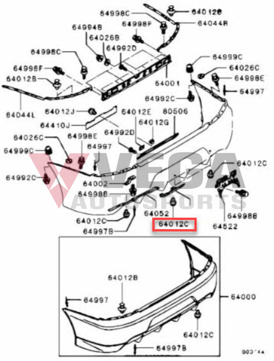 Jdm Rear Tow Hook Clip Set (2-Piece) To Suit Mitsubishi Lancer Evolution 9 Mu488006 Exterior