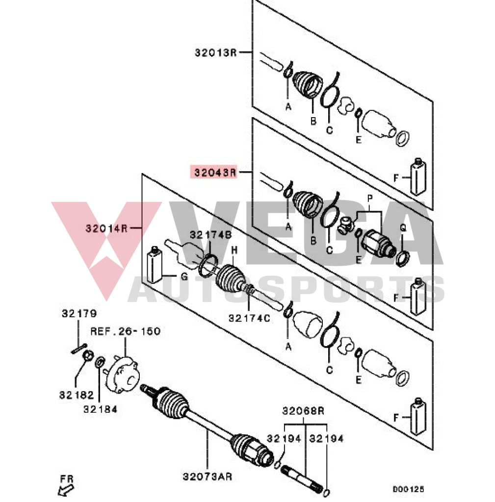 Joint Kit Front Axle Drive Shaft Inner Left/Right Mitsubishi Evo 10 3817A154 Differential