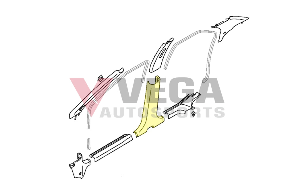 Lower B Pillar Garnish (RHS, Driver) to suit Mitsubishi Lancer Evolution 7 / 8 / 9 MR627161 - Vega Autosports