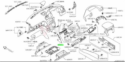 Lower Dash Centre Console Inner Garnish Lhs To Suit Nissan R35 Gtr 68311-Jf00A Interior