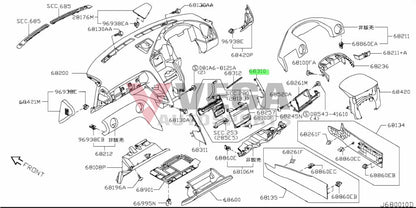 Lower Dash Centre Console Inner Garnish Rhs To Suit Nissan R35 Gtr 68310-Jf00A Interior